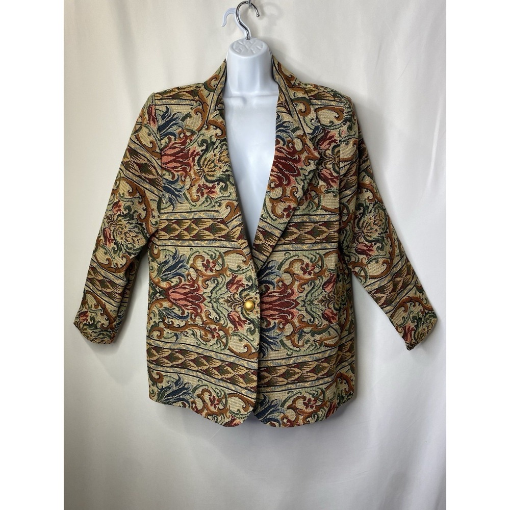 Vintage AB Sport Tapestry Blazer Size Large Maximalist Regency Art Teacher Wacky